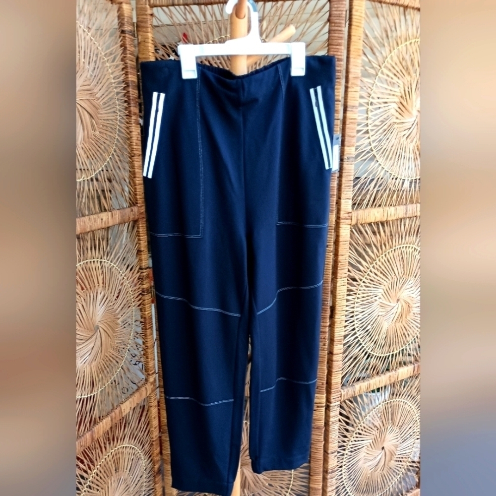 NWT Lysse Navy Track Pants with White Stripes_XL